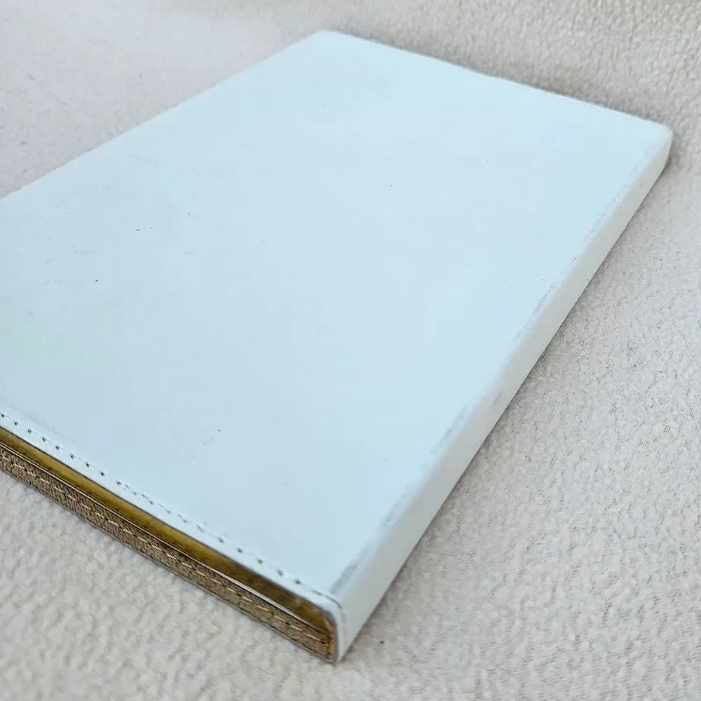 Blessed White and Black Snap Front Faux Leather Notebook